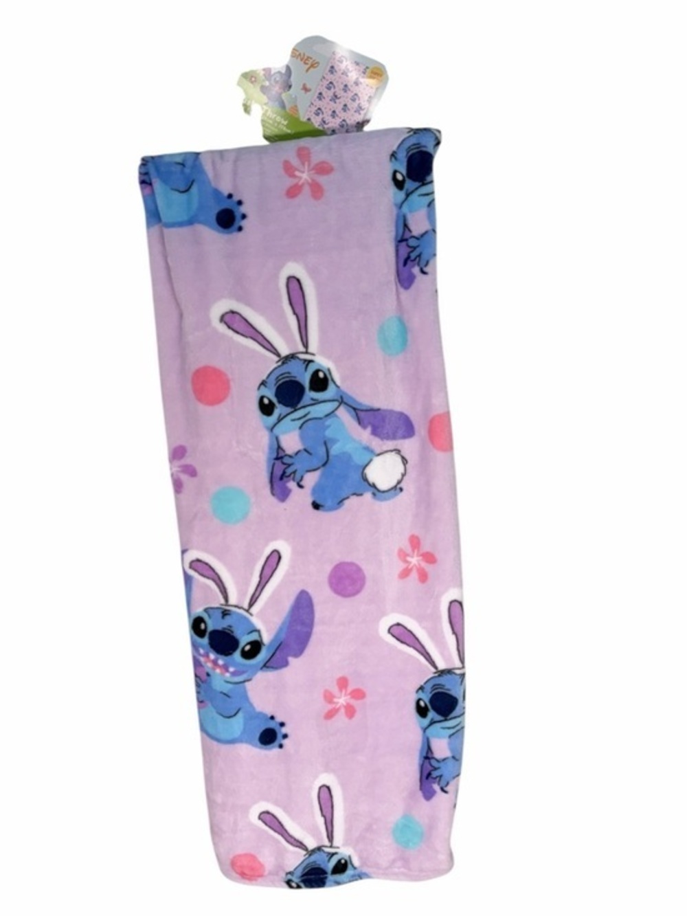 Disney Stitch Easter Bunny Plush Throw Blanket 50 x 70 Purple Lilo and Stitch - Picture 1 of 5
